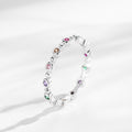 Simple Rainbow Round Cut Sterling Silver Band