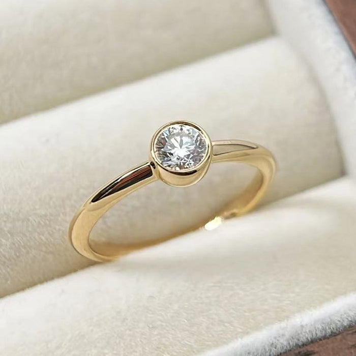 Simple Round Cut Golden Tone Ring