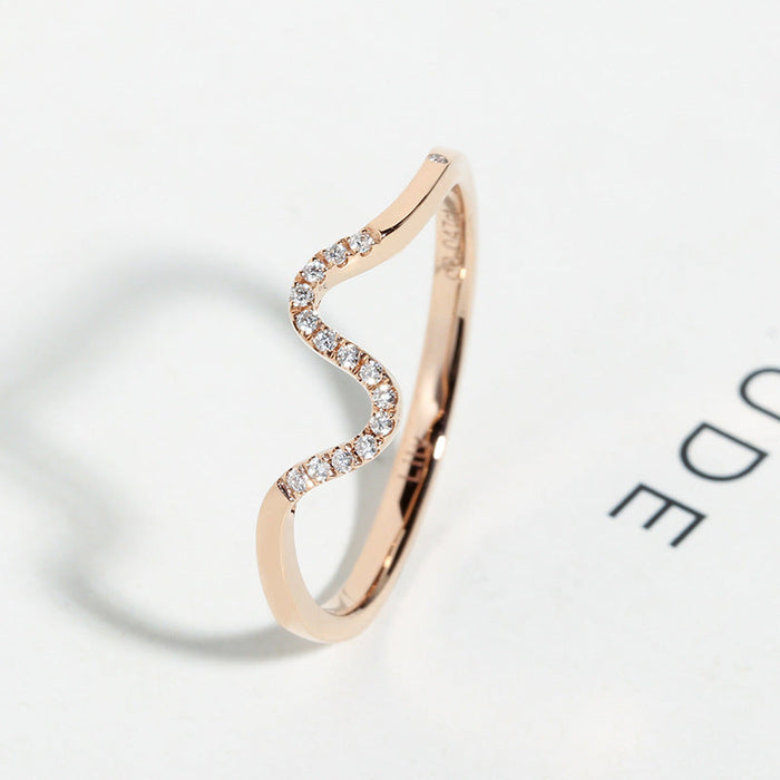 Simple Wave Design Rose Golden Tone Band