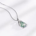 Snake Coiled Natural Green Moss Agate Pendant Necklace
