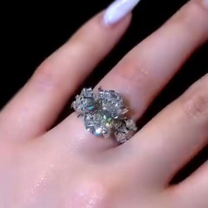 Sparkling 3PC Oval Cut Bridal Set With Marquise Cut Full Band