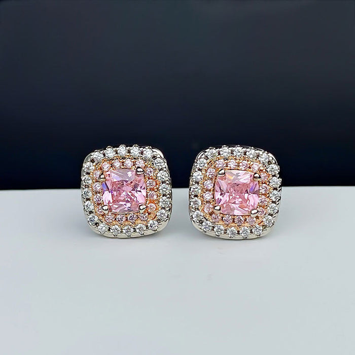 Sparkling Halo Cushion Cut Stud Earrings
