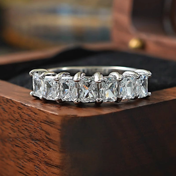 Sparkling Ice Cut Half Eternity Sterling Silver Band