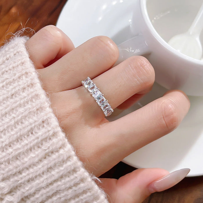 Sparkling Ice Cut Half Eternity Sterling Silver Band