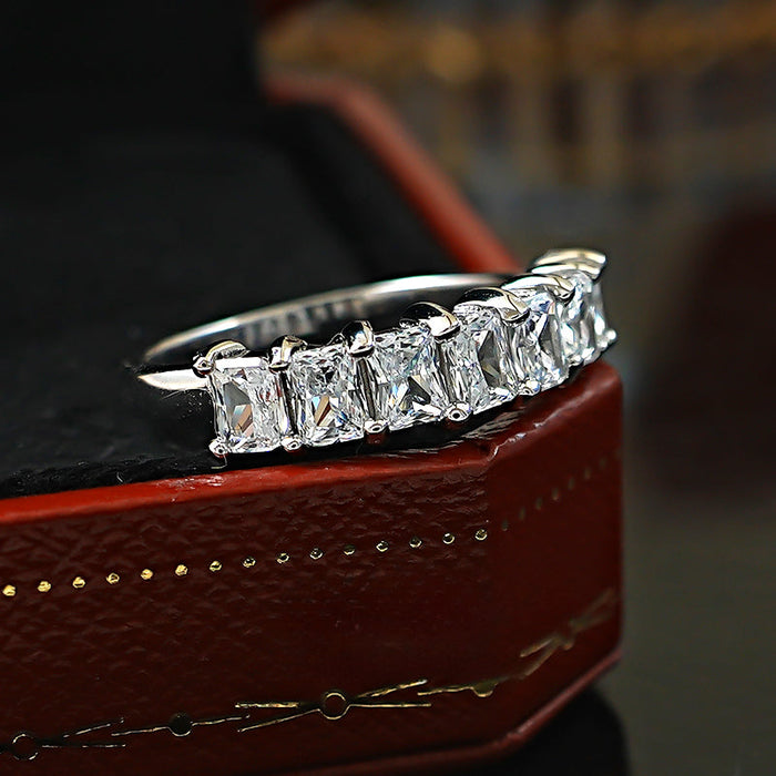 Sparkling Ice Cut Half Eternity Sterling Silver Band