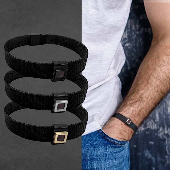 Special gift for him on Valentine day nano Bible bracelet for men, black strap