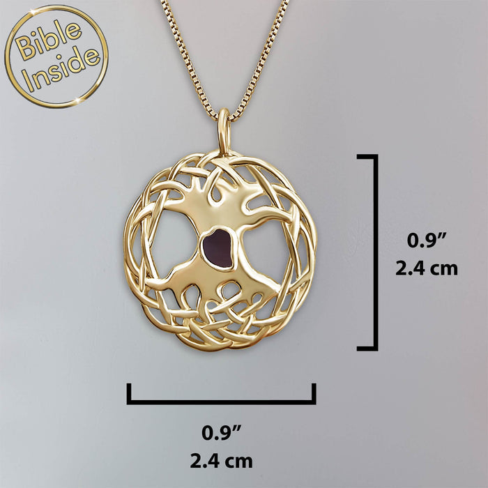 Women's tree of life necklace with New Testament microchip – Shlama