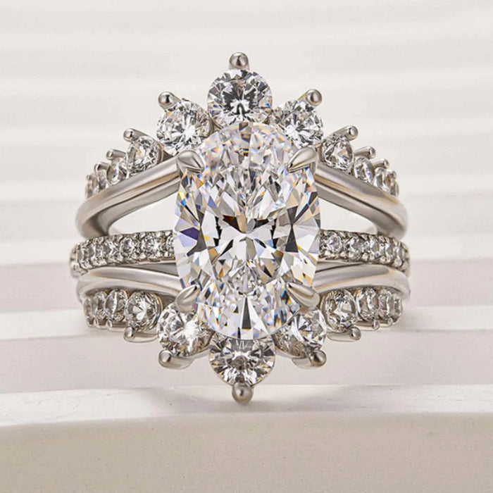 Stunning 2 PCS 4.0Ct Oval Cut Bridal Set