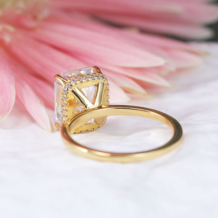 Stunning 2Pcs Radiant Cut Sterling Silver Ring Set With Half Eternity Band