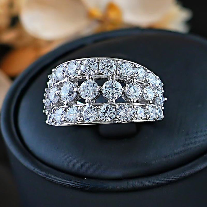 Stunning 3 Rows Sterling Silver Band