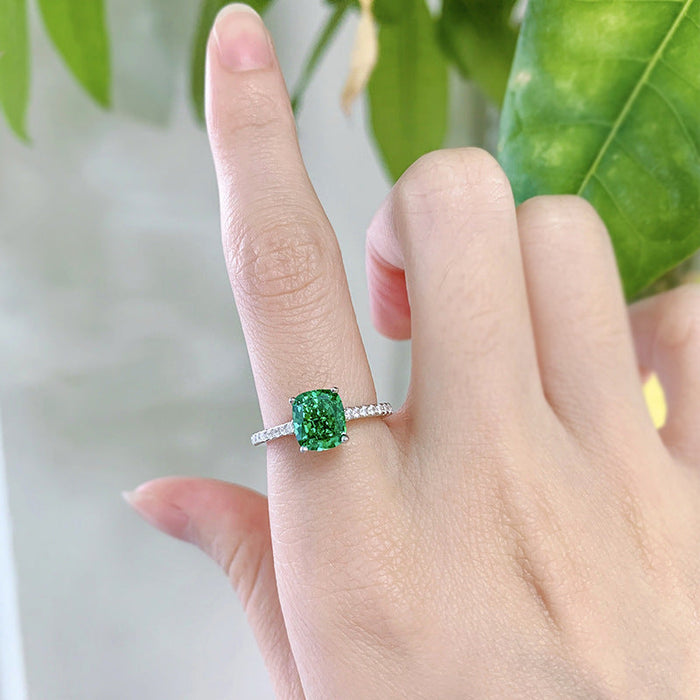 Stunning Cushion Cut Sterling Silver Ring