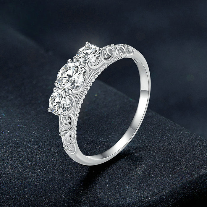 Stunning Three Stone Moissanite Sterling Silver Band