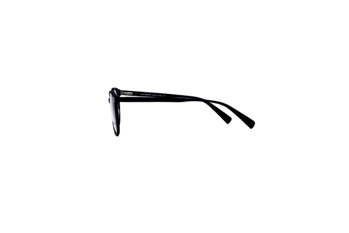 Black eyeglasses on a light gray background