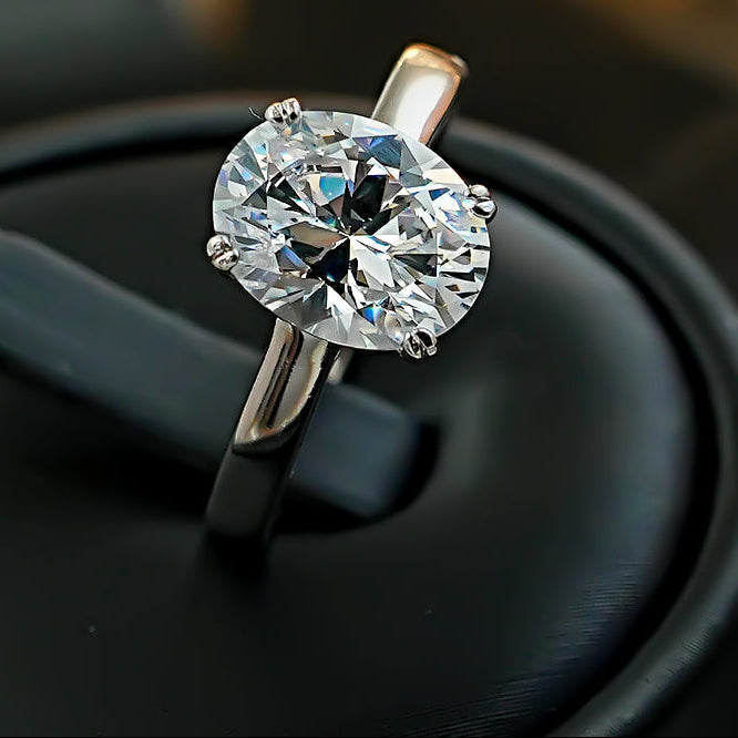 Thin Band Oval Cut Sterling Silver Ring