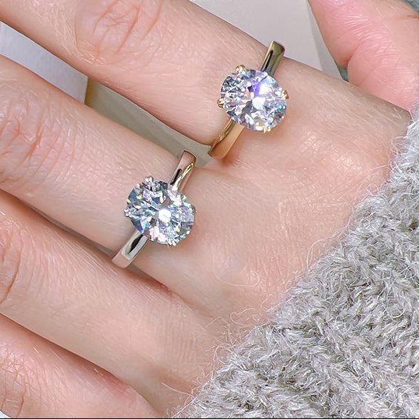 Thin Band Oval Cut Sterling Silver Ring