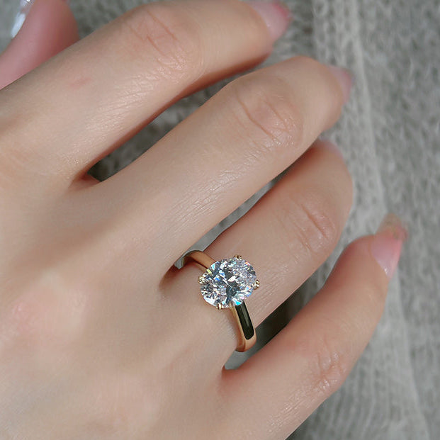 Thin Band Oval Cut Sterling Silver Ring