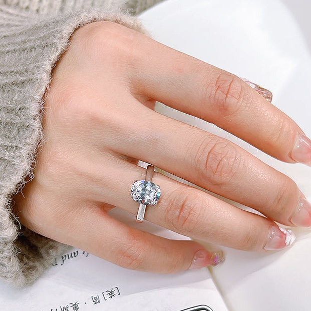 Thin Band Oval Cut Sterling Silver Ring