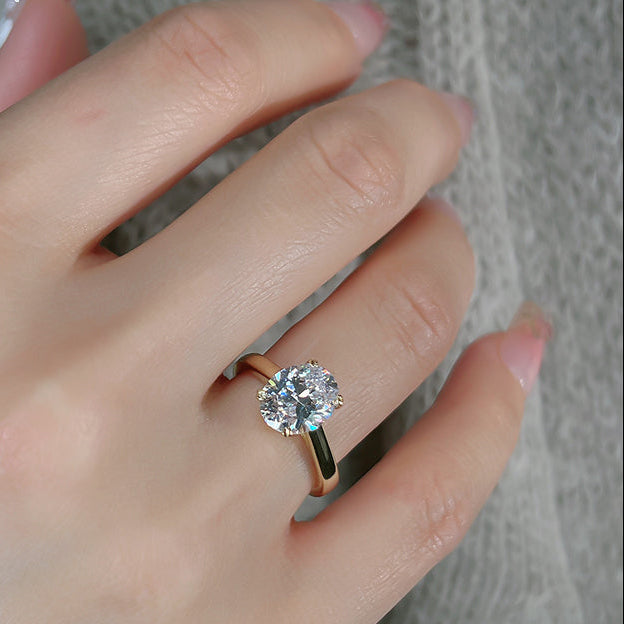 Thin Band Oval Cut Sterling Silver Ring