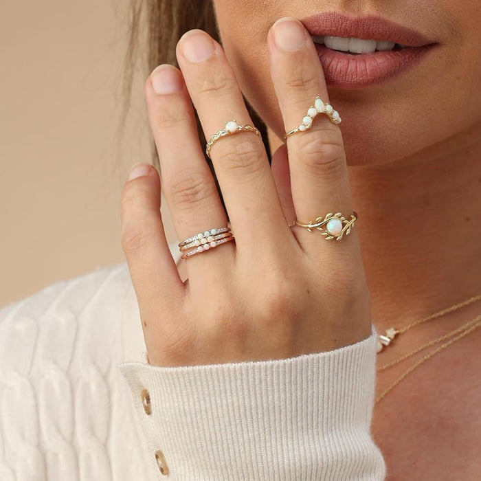 Three Stone Opal Design Sterling Silver Band
