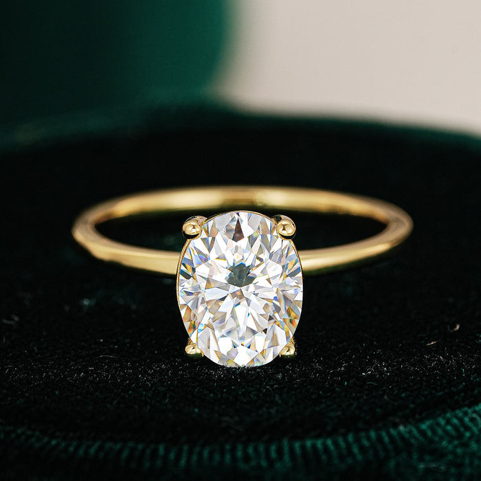 Timeless Oval Cut Sterling Silver Moissanite Engagement Ring