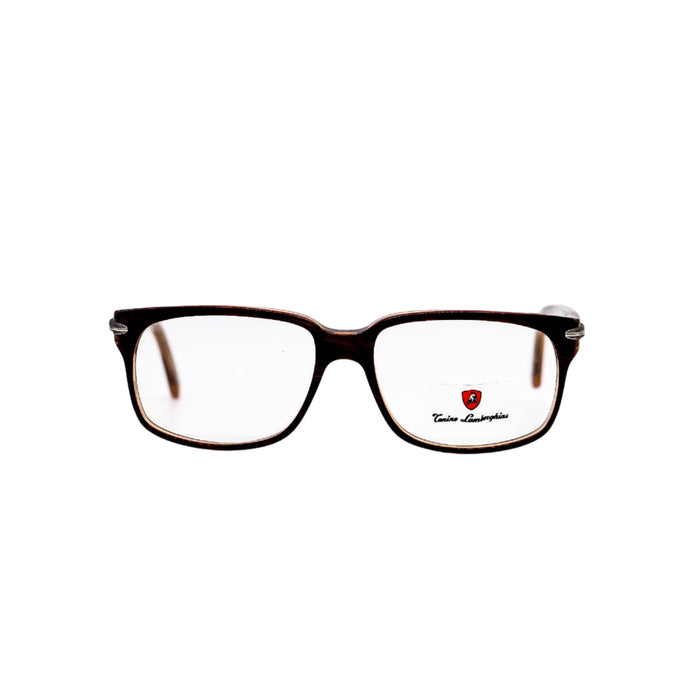 Eyeglasses with a visible brand logo on a white background