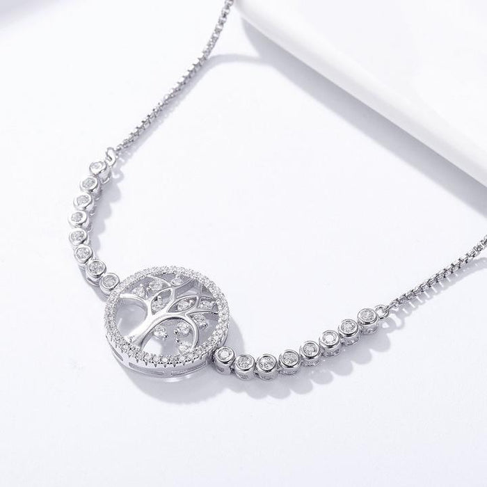 Tree of Life Adjustable 925 Sterling Silver Tennis Bracelet