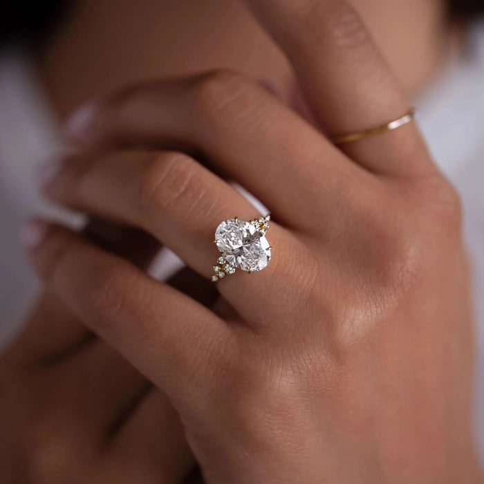 Unique Design Oval Cut Sterling Silver Engagement Ring