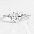 Unique Design Oval Cut Sterling Silver Engagement Ring