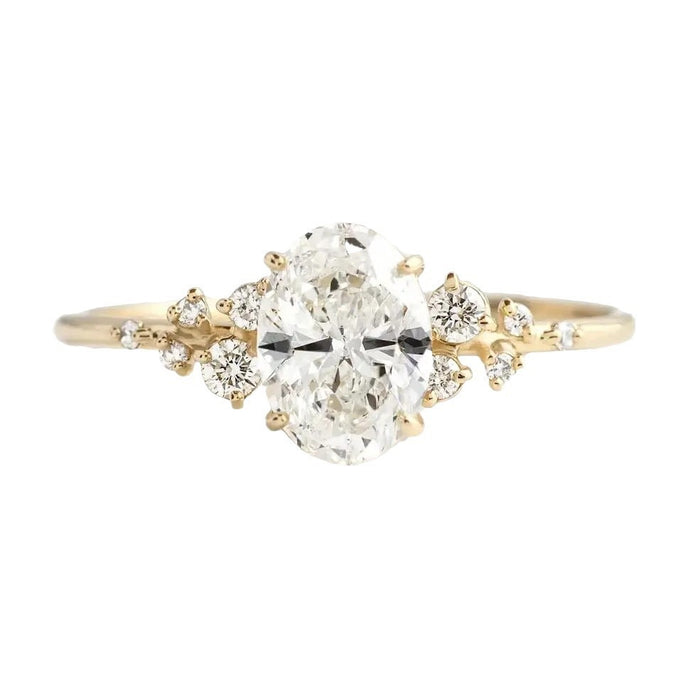 Unique Design Oval Cut Sterling Silver Engagement Ring