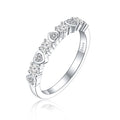 Unique Heart Round Cut Half Eterniry Silver Band