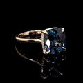 ushion Cut Blue Sapphire Sterling Silver Ring in Rose Gold Tone