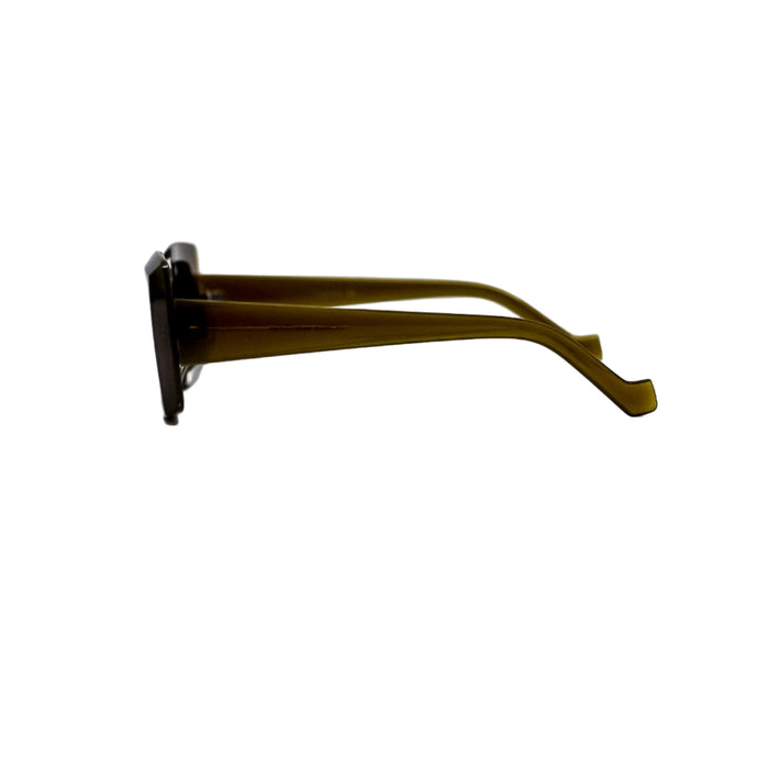 Sunglasses with a gold frame on a white background