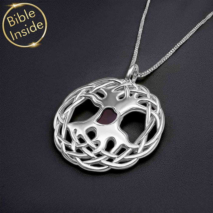 Minimalist Tree of Life Valentine gift for friend necklace in silver