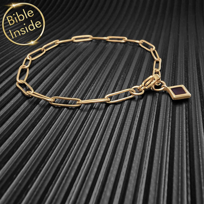 Valentine gift for teacher gold finish bracelet with miniature Bible technology
