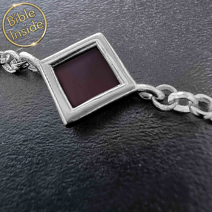 Valentine gift idea for teacher – rhombus nano Bible bracelet in silver