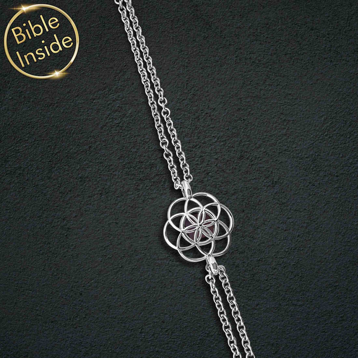 Minimalist valentine jewelry bracelet in polished silver finish