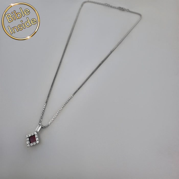 Valentine's day gift for teacher – silver rhombus pendant, faith jewelry for women