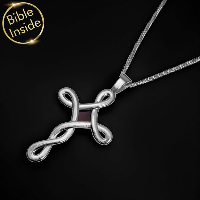 Valentine's day gift for teacher — silver cross pendant with New Testament inside