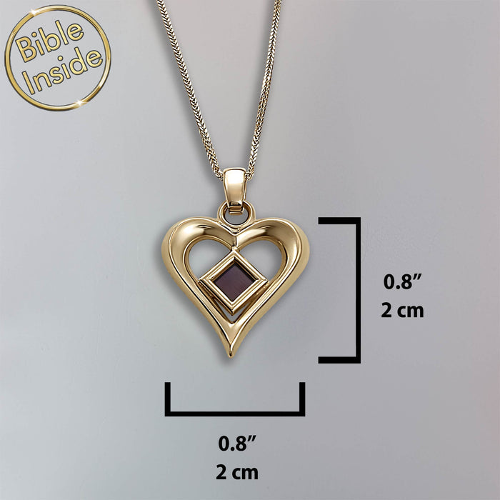 Valentine's day gift idea for teacher – gold heart necklace with micro Bible inside