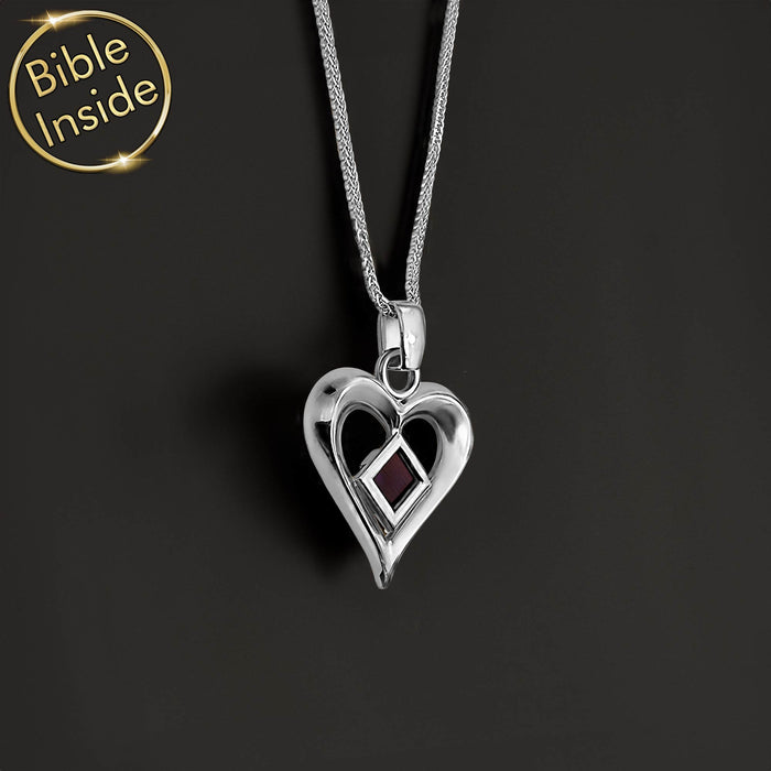 Women's heart necklace, valentine's day gift idea for teacher in silver