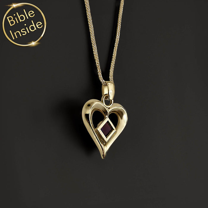 Valentine's day gift idea for teacher – polished heart pendant with scripture inside