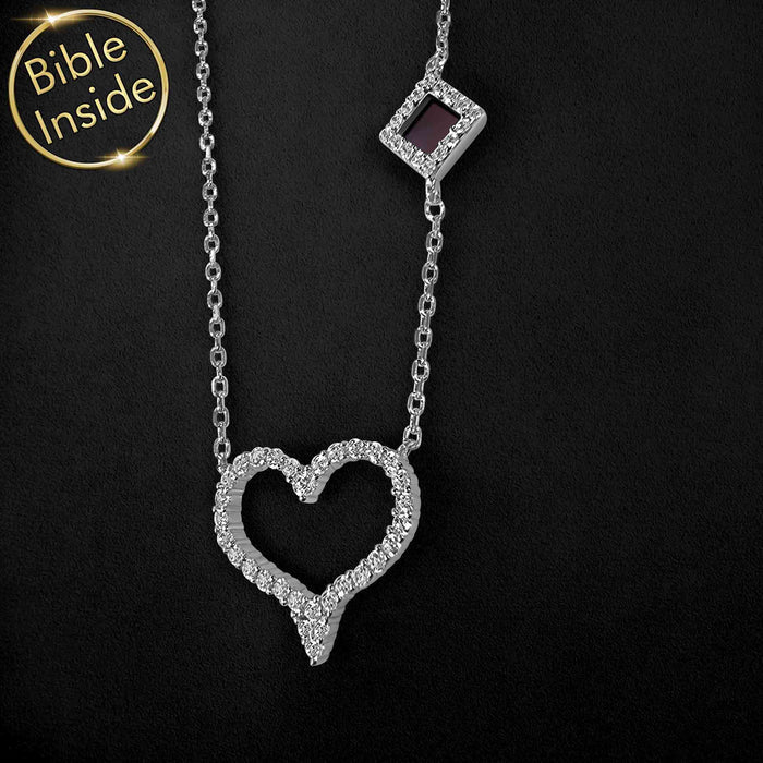 Minimalist heart pendant Valentines necklace for her – faith jewelry