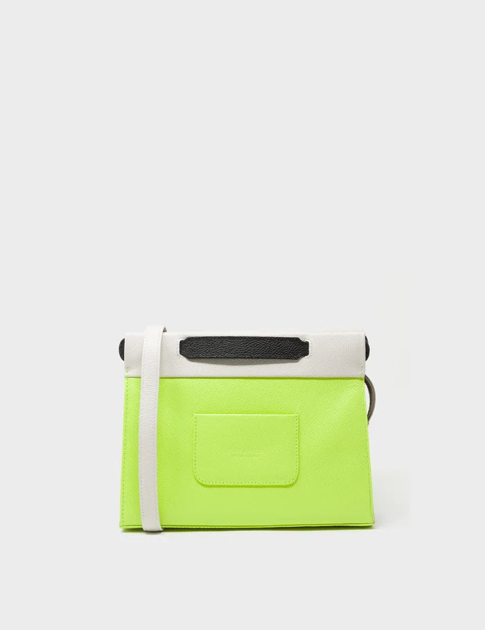 Vali Crossbody Sharp Green Leather Bag - All Over Eyes Embroidery - Back View