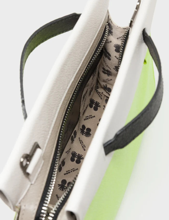 Vali Crossbody Sharp Green Leather Bag - All Over Eyes Embroidery - Inside View