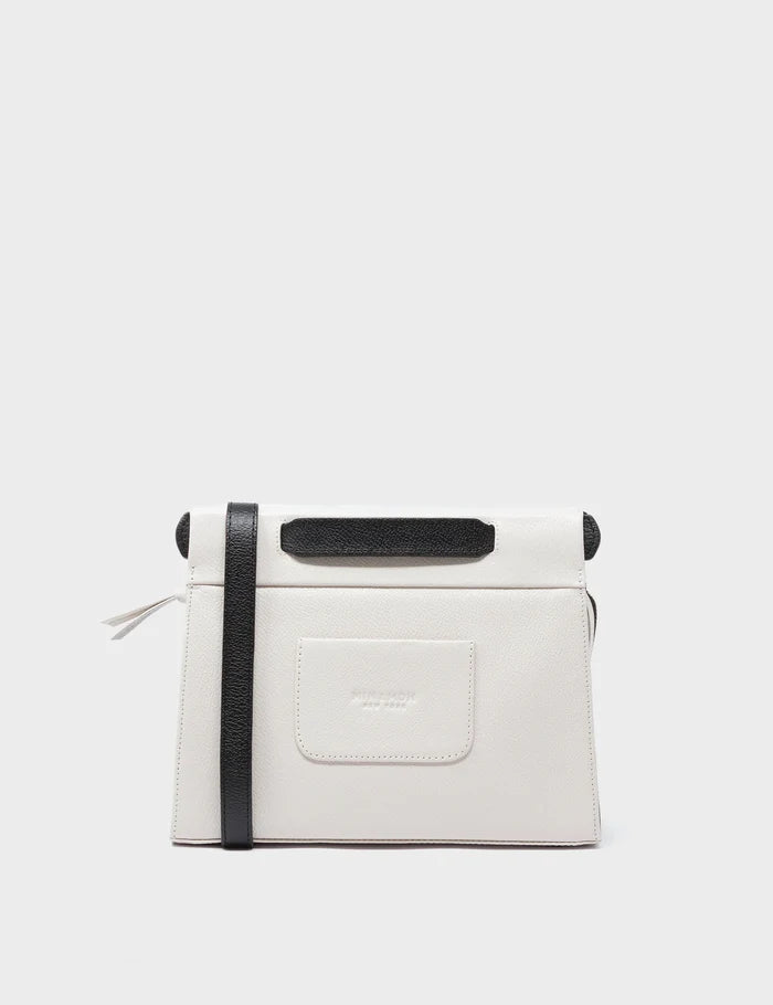 Vali Crossbody Small Cream Leather Bag - Eyes Applique Adjustable Handle - Back