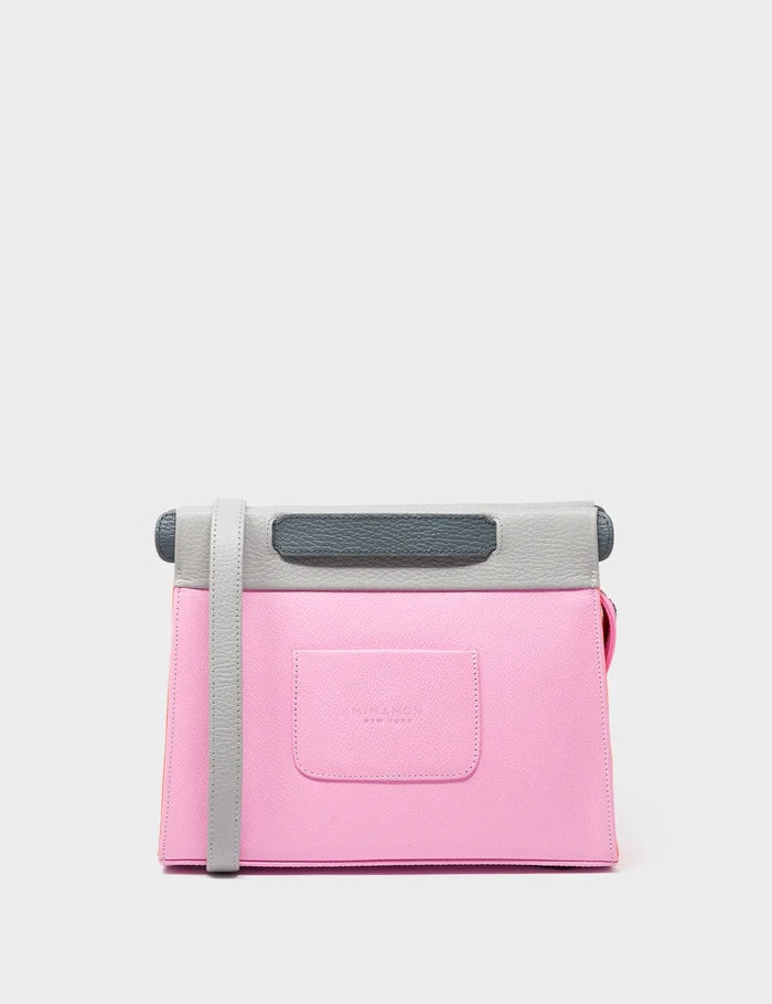 Vali Crossbody Soft Neon Pink and Moonwalk Gray - All Over Eyes Embroidery - Back View