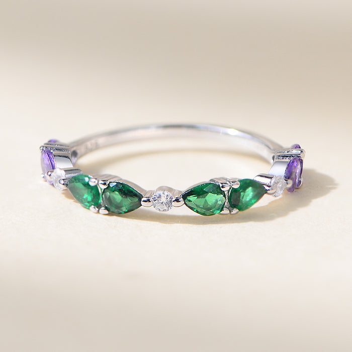 Vintage Colorful Water Drop Sterling Silver Band
