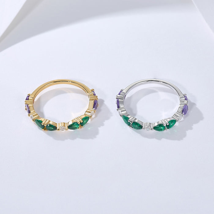 Vintage Colorful Water Drop Sterling Silver Band