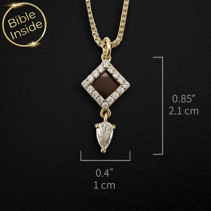 Women's jewelry gifts with nano Bible technology in classic rhombus charm
