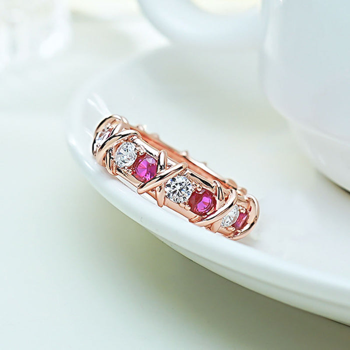 X-Shape Two Tone Sterling Silver Wedding Band